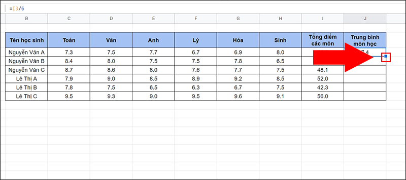 Cách kéo công thức nhanh trong Google Sheet đặt cho cả cột cực nhanh